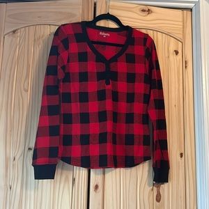 NWOT Red and Black Plaid PJ Shirt Size XS